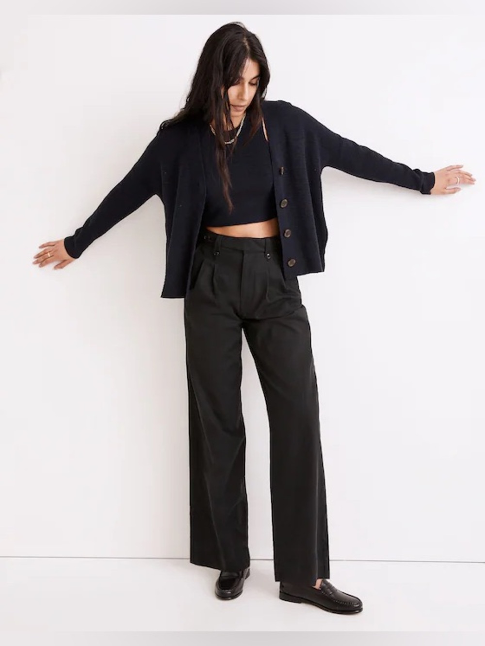 Madewell Harlow Wide-Leg Pants in True Black